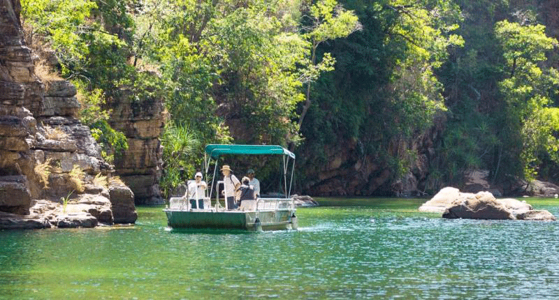 Tour on the Twin Falls shuttle boat at Kakadu National  Park